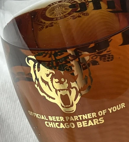 Vintage Chicago Bears Miller Lite Beer Glass Tumbler With Gold Foil Logo Cover