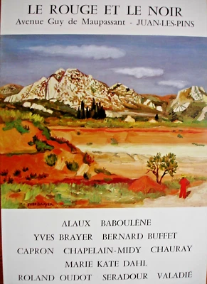 AFFICHE  YVES BRAYER-LE ROUGE ET LE NOIR-  JUAN-LES PINS-   65X45 CM- - Photo 1/4