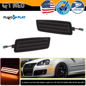 2x Smoke Led Front Side Marker Lights For VW Golf GTI Rabbit MK5 06-09 Jetta MK5 - Picture 1 of 10
