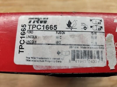 Lincoln MKZ mkc Ford Fusion 2013-2016 TRW TPC1665A Ceramic Rear Disc Brake Pads - Image 1 of 2