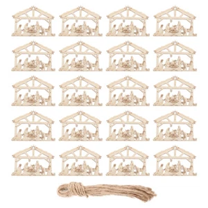 20Pcs Small Wood Nativity Cutouts for Crafting House Shape Hanging Decoration - Picture 1 of 12