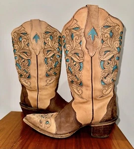 Corral Laser cut tooled Western Boots 6.5 - Picture 1 of 22