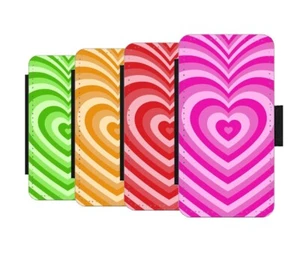 Heart Case For Samsung flip cover Pink red Phone cover wallet PU Leather tunnel - Picture 1 of 10