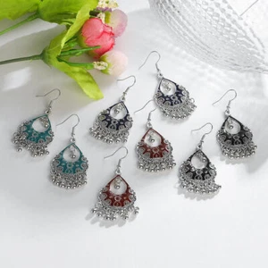 Indian Women Bollywood Moon Earrings Jewelry Jhumka Jhumki Dangle Drop Earrings - Picture 1 of 30