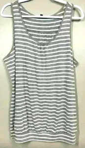 Camiseta sin mangas Traleubie gris blanco a rayas con banda cinchada cintura talla XL - Imagen 1 de 6