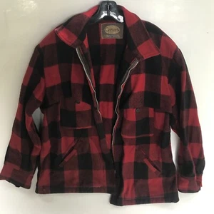 VTG Carter's Lebanon NH Denim Shirt Jacket Red Plaid - Picture 1 of 13