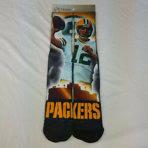 Green Bay Packers NFL FBF Socks Large Mens 10-13 Aaron Rodgers For Bare Feet