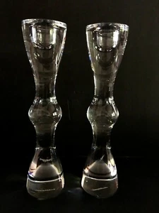 Villeroy and Bosh Clear Crystal Candlesticks Set of 2 - Picture 1 of 8