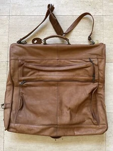 Cortez Leather Garment Bag Leather Brown Luggage 23x20x6” - Picture 1 of 6