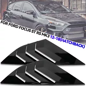 For Ford Focus ST RS MK3 2012-18 Gloss Window Louver Rear Side Vent Cover Black - Picture 1 of 6