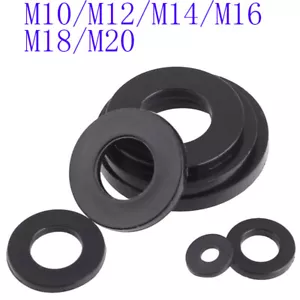 Arandelas planas de plástico de nailon negro M10 M12 M14 M16 M18 M20 se ajustan a pernos/tornillos métricos - Imagen 1 de 4