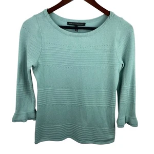 White House Black Market Size XS Light Green 3/4 Sleeve Bell Cuff Sweater Career - Picture 1 of 9