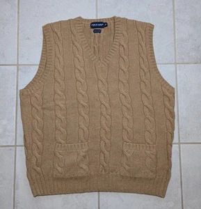 Polo Golf Ralph Lauren Para Hombre Grande Lana Alpaca Suéter Chaleco Marrón Bolsillos - Imagen 1 de 5