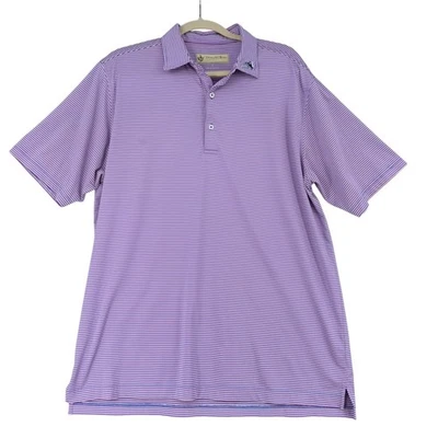 Camisa polo de golf Donald Ross Sportswear para hombre púrpura a rayas manga corta talla M Foto 1 de 4