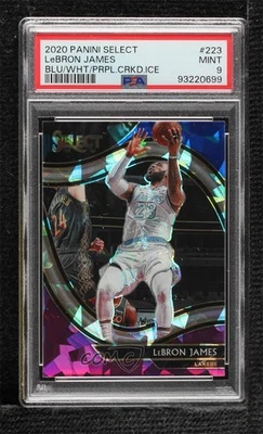 2020-21 Select Courtside Blue White Purple Cracked Ice Prizm LeBron James PSA 9 - Image 1 of 2