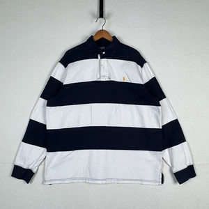 Vintage Polo Ralph Lauren Blue White Striped Rugby Shirt Mens XL - Picture 1 of 12