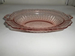 Anchor Hocking Pink Mayfair Open Rose depression 11" Oval Handled Vegetable Bowl - Picture 1 of 13