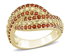 2.12 Carat (ctw) Citrine and Garnet Ring in Yellow Plated Sterling Silver - Picture 1 of 5