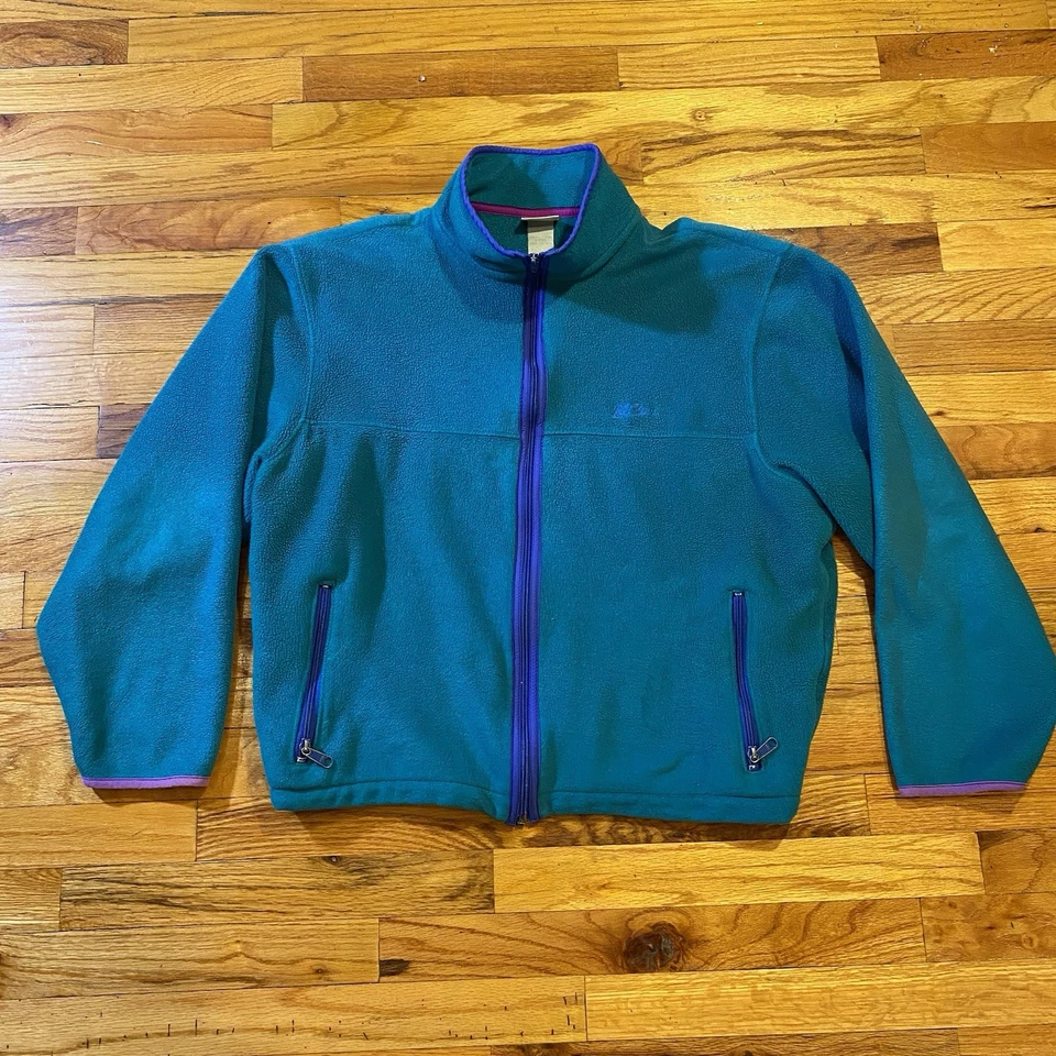 Vintage L.L. Chaqueta polar BEAN cremallera completa años 90 verde azulado púrpura Gorpcore alta grande EE. UU. Foto 1 de 4
