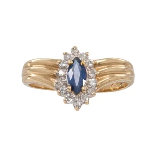 Blue Topaz Lady's Stone & Diamond Ring 14 Diamonds .14 Carat T.W. (PZ1000076) - Picture 1 of 7