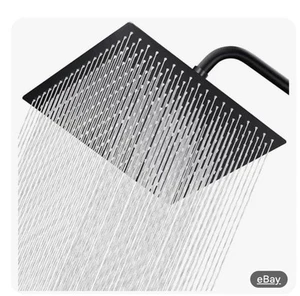 Cabezal de ducha de lluvia moderno Vonvan 16"" negro mate, California 1,8 GPM - Imagen 1 de 9