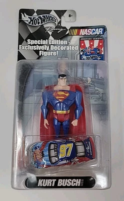 HOTWHEELS Racing NASCAR KURT BUSCH #97 EDIÇÃO ESPECIAL SUPERMAN CAR 2004 Mattel - Imagem 1 de 4