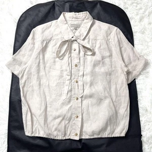 Margaret Howell bow tie shirt linen White Ladies Tops Woman's Beauty Product - Picture 1 of 9