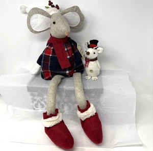 Plüsch Maus Regal Sitter Weihnachten Rustikal Urlaub Filz Gewichtet & Maus Ornament - Bild 1 von 14