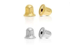 Viti in oro massiccio 14K. Un paio di schienali orecchini. Solo supporto. 3x3,5 mm - Foto 1 di 9