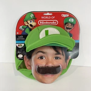 NEW Super Mario Luigi CHILD Costume Accessory Kit Hat Mustache World Of Nintendo - Picture 1 of 2
