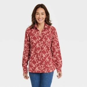 Women's Long Sleeve Button-Down Shirt - Knox Rose Light Red XS - Picture 1 of 7