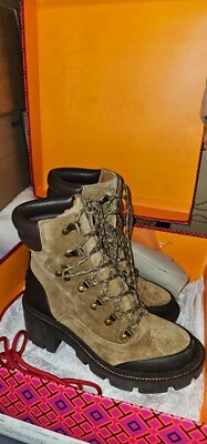 NUEVOS BOTINES TORY BURCH SUELA CON ASA EXCURSIONISTA COCO GAMUZA CUERO CORDONES 7.5 NUEVOS EN CAJA Foto 1 de 4