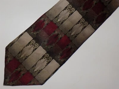 Corbata de seda de lujo GIORGIO BRUTINI color borgoña tostado y dorado 68" x 3 7/8" Foto 1 de 2