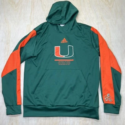 NUEVO LG Miami Hurricanes Adidas 2021 Sideline AEROREADY Pullover Sudadera con Capucha Verde Foto 1 de 4
