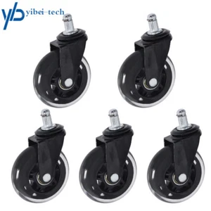 Set of 5 3 inch Office Chair Caster Rubber Swivel Wheels Replacement Heavy Duty - Picture 1 of 8