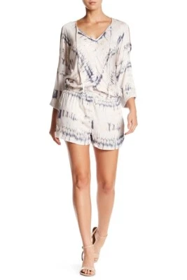 MICHAEL STARS Off 白色灰色粉色 Shibori 领带染色露肩连身裤 M 码 — 第 1/4 张图片