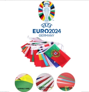 8M EURO 2024 Football Fabric Flag Bunting All 24 Nations UK SELLER Speedy Post