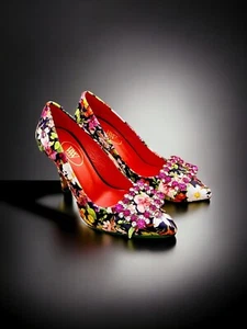 Wolf and st.ozzy Printed floral polished calfskin pump(Multicoloured) size UK 7 - Picture 1 of 5