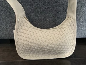 NEW With Tags Anthropologie Tan Woven Leather Half-Moon Shoulder Bag - Picture 1 of 10