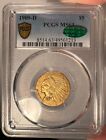 1909-D $5 Pcgs Ms 63 Cac Indian Head Gold Half Eagle