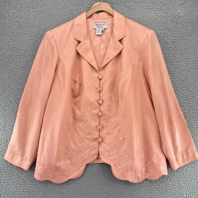 Chaqueta Adrianna Papell Mujer 16W Plus Rosa Seda Bordada Abotonada Formal Foto 1 de 4