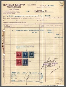 GF0337 Doumenti: Fattura con Marche Trieste A 1949 Flli Redivo Forniture Industr - Imagen 1 de 1
