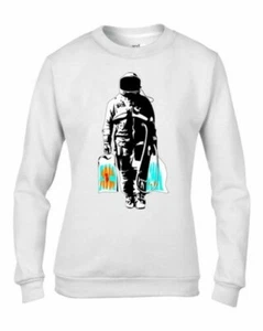 Banksy Spaceman Galaxy Space Graffiti Women's Sweatshirt Jumper - Picture 1 of 2