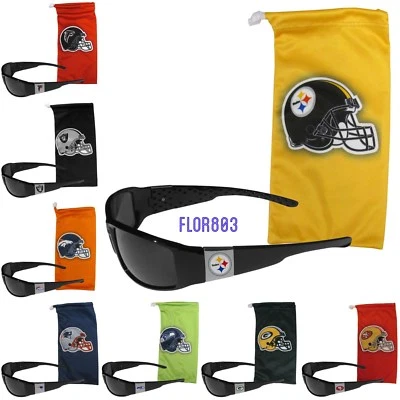 NFL Team Color Chrome Wrap Sunglasses With Microfiber Bag-100% UV protection - Image 1 of 4