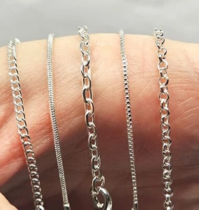 Necklace Chains Silver Plated Jewellery Craft Making Trace Curb Snake Belcher - Picture 1 of 42
