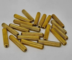 20 Vintage Large 48mm Brass Gold Metal Serrated Fluted Tube Beads Crafts Jewelry - Picture 1 of 3