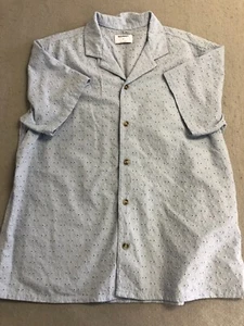 Camisa Antigua Azul Marino Con Botones Para Hombres XL Azul Tejida Perforada Floral Cuello Primavera - Imagen 1 de 4