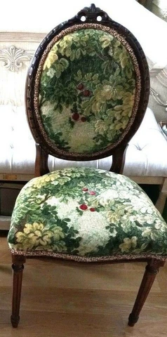 Antique French Carved Chair Scalamandre Marly Cut Velvet Fabric READ DESCRIP Cover
