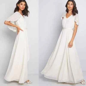 MODCLOTH Cape May Maxikleid mit Perlen in Weiß Größe 2 - Bild 1 von 11