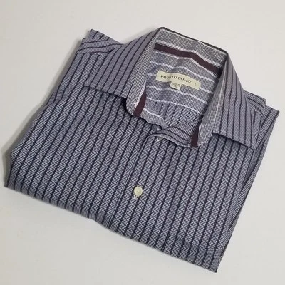 Grande Pronto Uomo Manga Larga Botón Abajo Azul 100% Algodón Foto 1 de 4